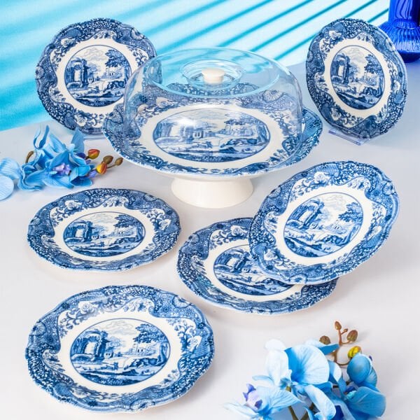 Fecra Vintage Blue  8 Parça Sunum Seti