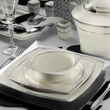 Kütahya Porselen Bone Mare 62 Parça 9677 Desenli Yemek Takımı