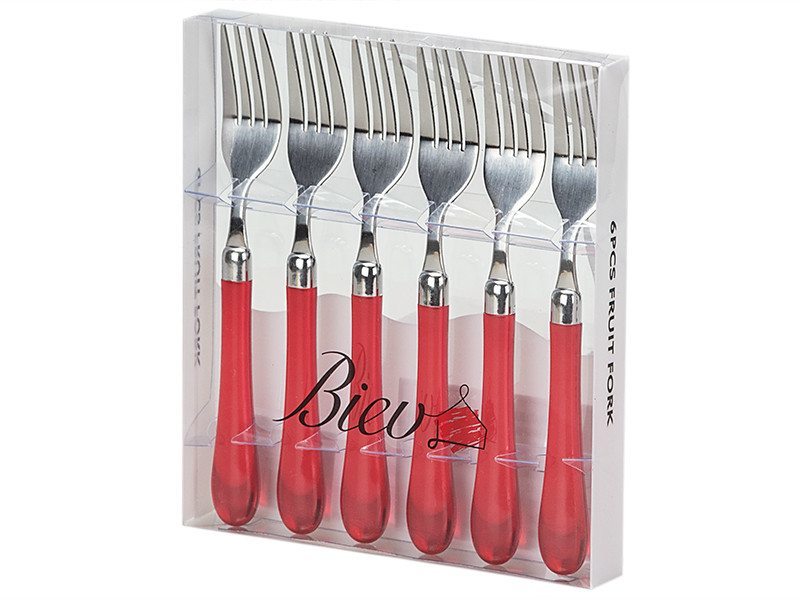 Biev Sgr1401-6f  Kırmızı 6lı Tatlı Çatalı