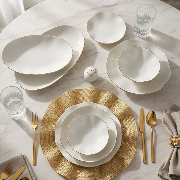 Güral Porselen Nesrin 52 Parça Gold Fileli Yemek Takımı