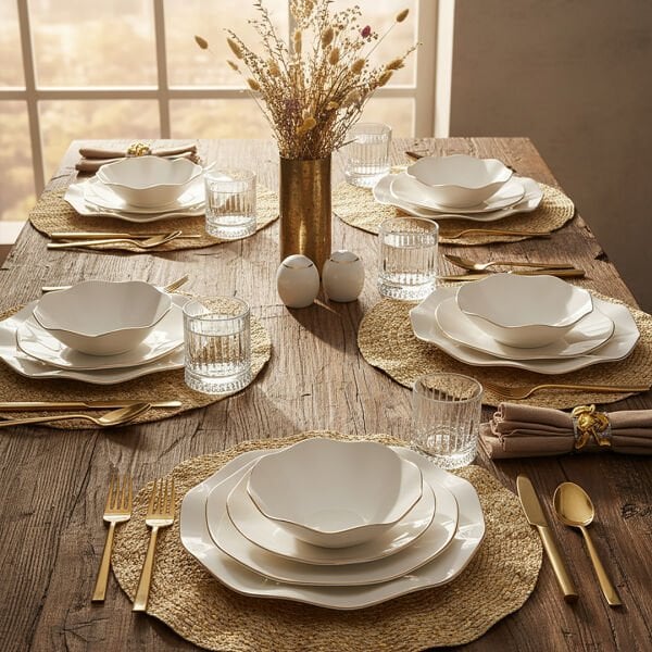 Güral Porselen Nesrin 52 Parça Gold Fileli Yemek Takımı