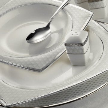 Kütahya Porselen Bone Mare 62 Parça 9680 Desenli Yemek Takımı