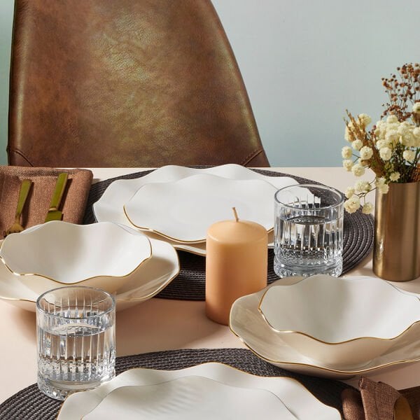 Güral Porselen Nesrin 52 Parça Gold Fileli Yemek Takımı