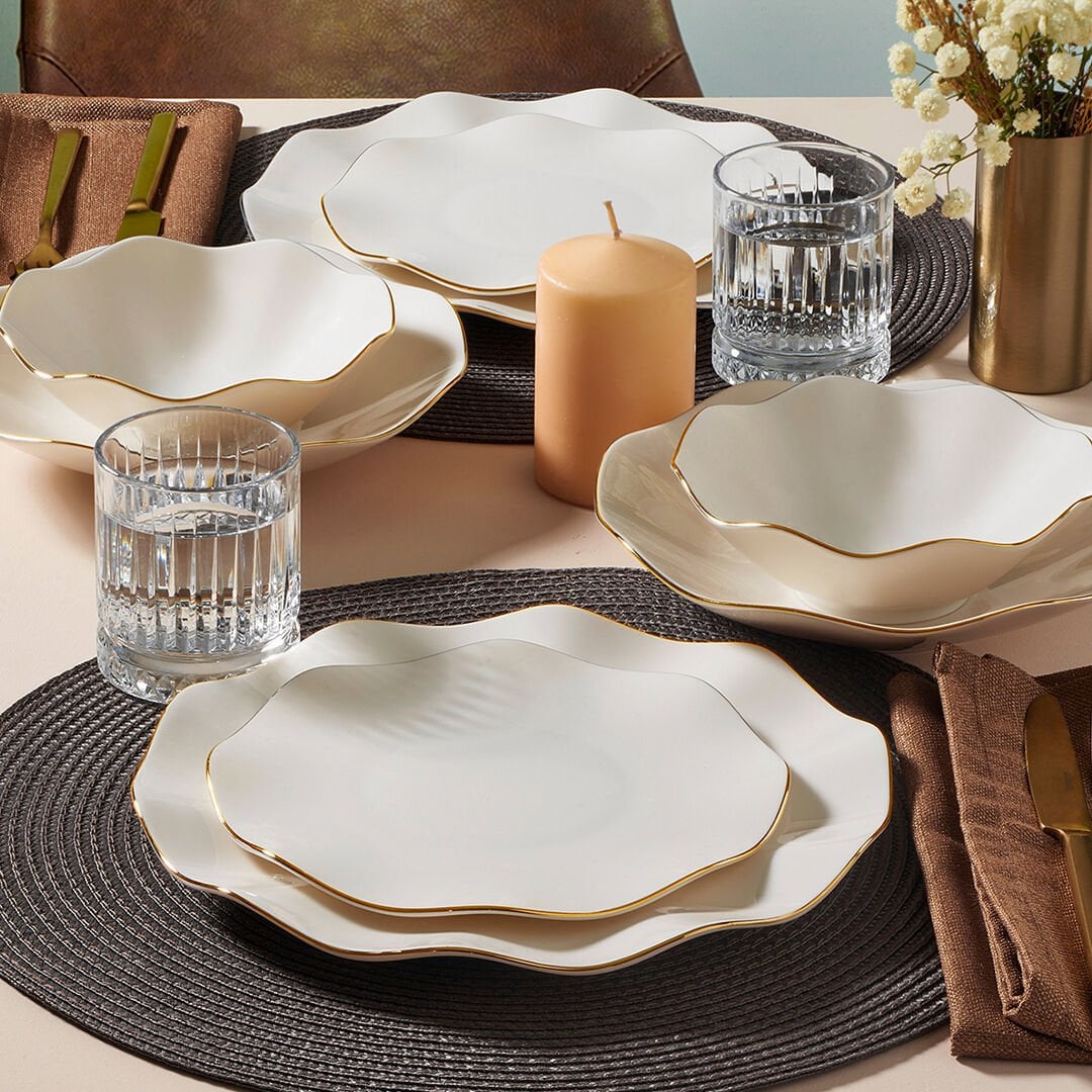 Güral Porselen Nesrin 52 Parça Gold Fileli Yemek Takımı