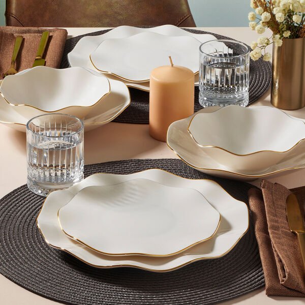 Güral Porselen Nesrin 52 Parça Gold Fileli Yemek Takımı