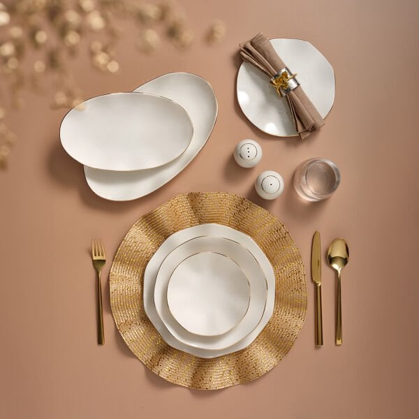 Güral Porselen Nesrin 52 Parça Gold Fileli Yemek Takımı