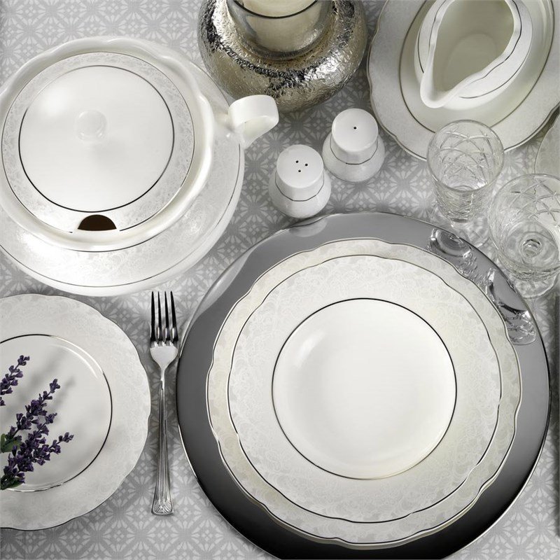 Kütahya Porselen Bone Olympos 62 Parça 9287 Desenli Yemek Takımı