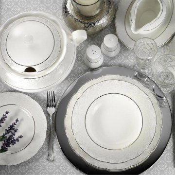 Kütahya Porselen Bone Olympos 62 Parça 9287 Desenli Yemek Takımı