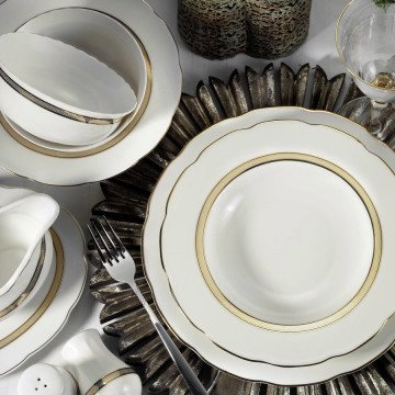 Kütahya Porselen Bone Olympos 62 Parça 9435 Desenli Yemek Takımı