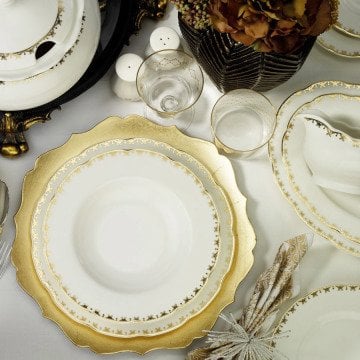 Kütahya Porselen Bone Olympos 62 Parça 9439 Desenli Yemek Takımı