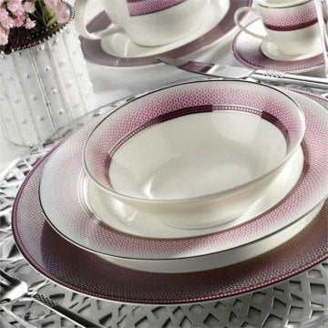 Kütahya Porselen Bone Kalipso 62 Parça 9203 Desenli Yemek Takımı