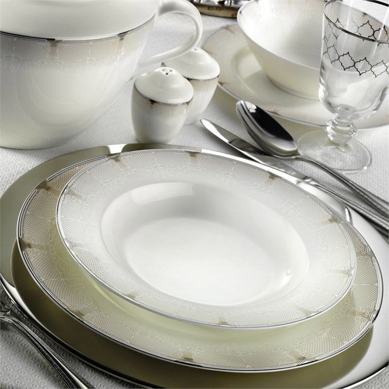 Kütahya Porselen Bone Kalipso 62 Parça 9281 Desenli Yemek Takımı