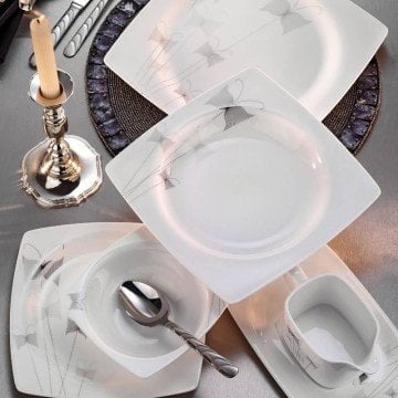 Kütahya Porselen Aliza Bone 83 Parça 25120 Desenli Yemek Takımı