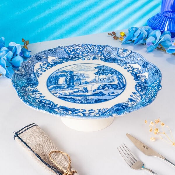 Fecra Vintage Blue Kek Sunum Tabağı