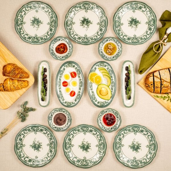 Fecra Majestic Green 14 Parça Kahvaltı Takımı