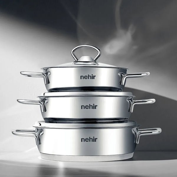 Nehir Silver 6 Parça Çelik Sahan Seti