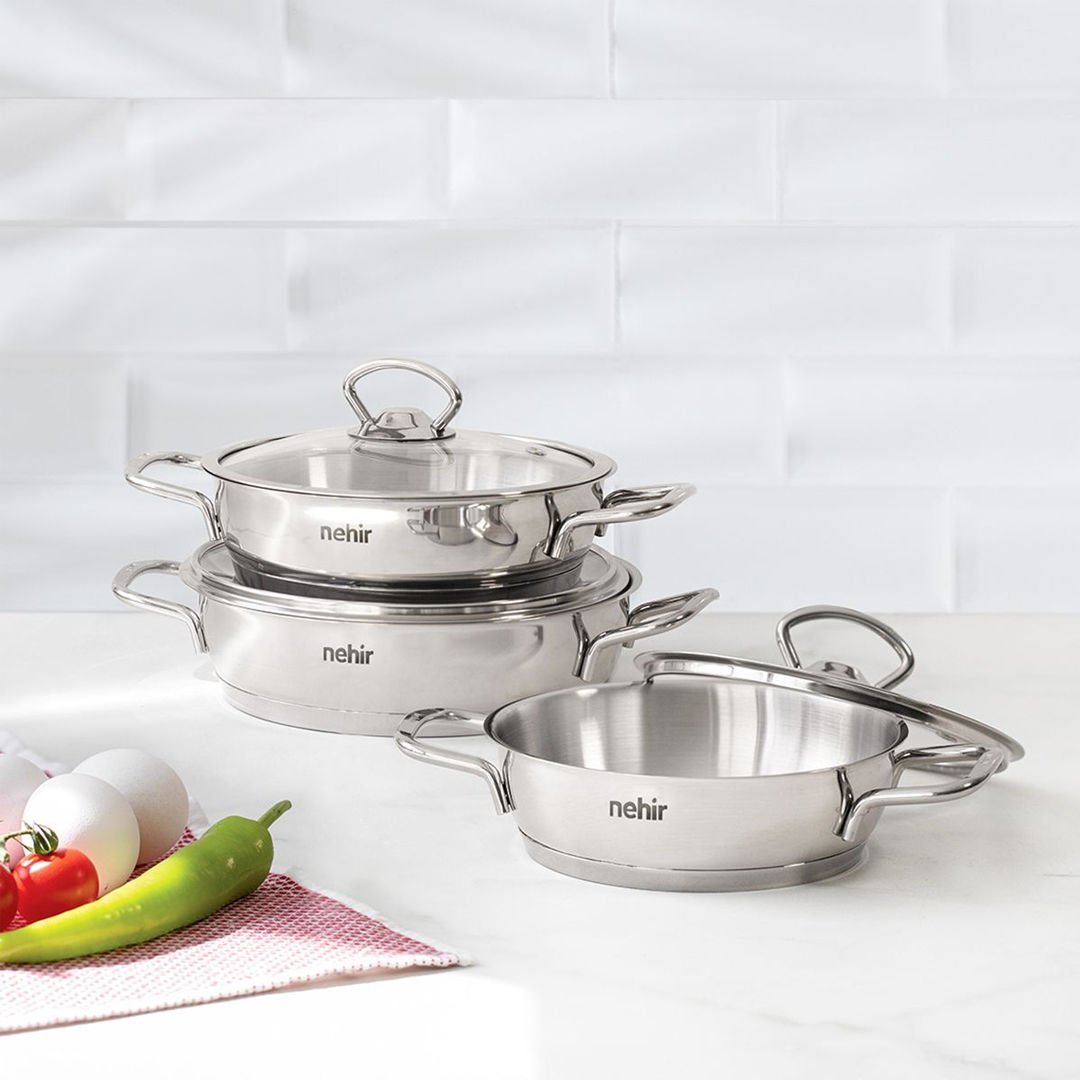 Nehir Silver 6 Parça Çelik Sahan Seti