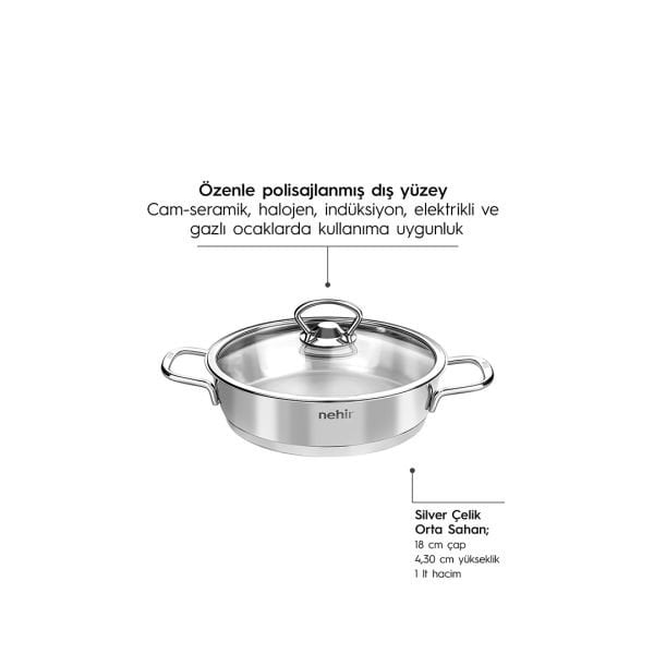 Nehir Silver 6 Parça Çelik Sahan Seti