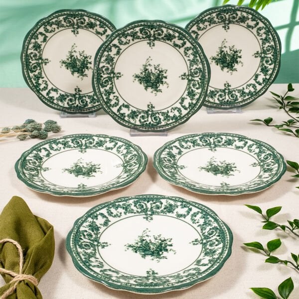Fecra Majestic Green 6'lı Pasta Tabağı Seti