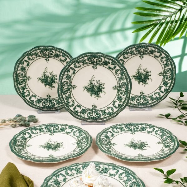 Fecra Majestic Green 6'lı Pasta Tabağı Seti