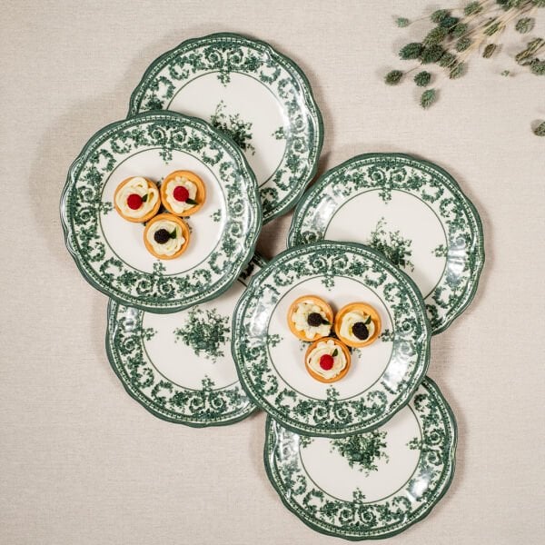 Fecra Majestic Green 6'lı Pasta Tabağı Seti