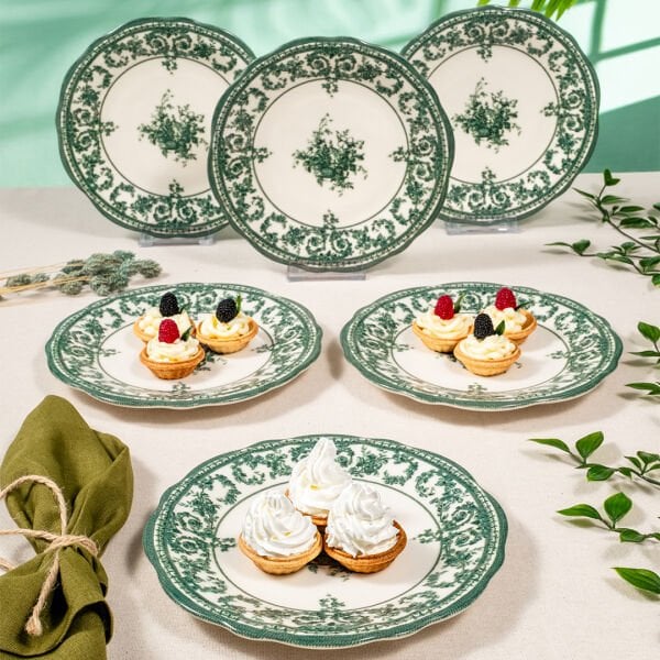 Fecra Majestic Green 6'lı Pasta Tabağı Seti