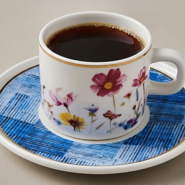 Güral Porselen Mental 4 Parça Çay Fincan Takımı 6709 Mavi