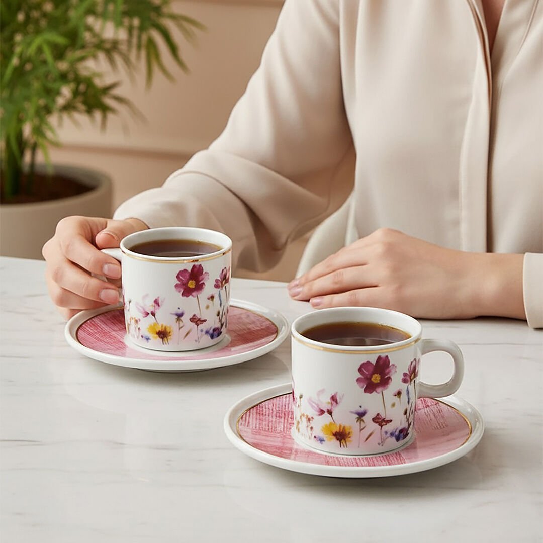 Güral Porselen Mental 4 Parça Çay Fincan Takımı 67092 Pembe