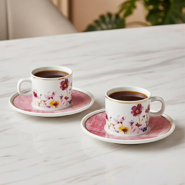 Güral Porselen Mental 4 Parça Çay Fincan Takımı 67092 Pembe