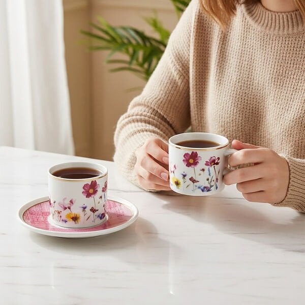 Güral Porselen Mental 4 Parça Çay Fincan Takımı 67092 Pembe