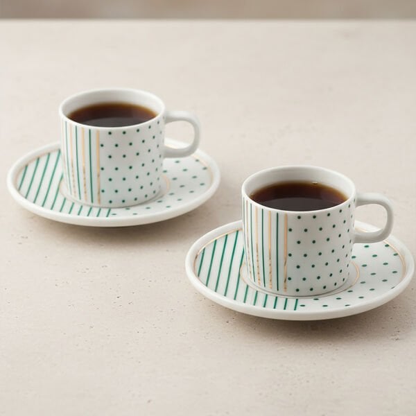 Güral Porselen Mental 4 Parça Çay Fincan Takımı  Yeşil 6548