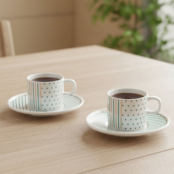 Güral Porselen Mental 4 Parça Çay Fincan Takımı  Yeşil 6548