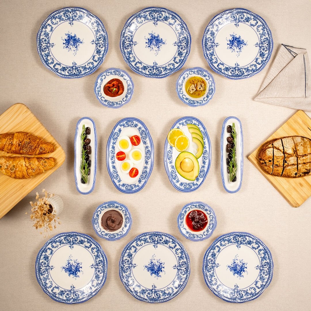 Fecra Majestic Blue 14 Parça Kahvaltı Takımı