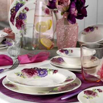 Kütahya Porselen Bone Jasmine 24 Parça 9416 Desen Yemek Seti