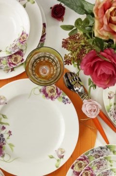 Kütahya Porselen Bone Jasmine 24 Parça 9426 Desen Yemek Seti