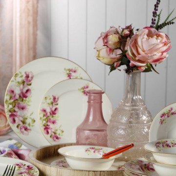 Kütahya Porselen Bone Jasmine 24 Parça 9252 Desen Yemek Seti