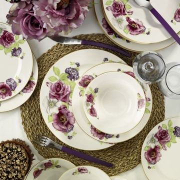 Kütahya Porselen Bone Jasmine 24 Parça 9414 Desen Yemek Seti