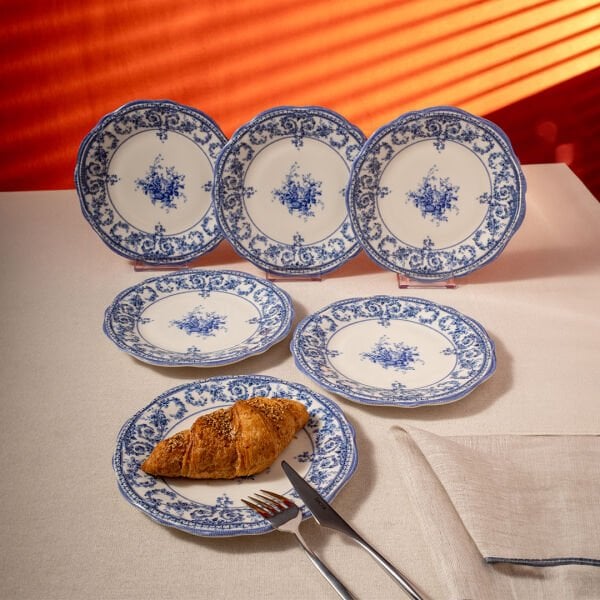 Fecra Majestic Blue 6 Parça Pasta Tabağı Seti