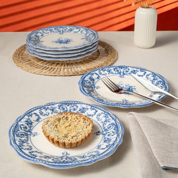 Fecra Majestic Blue 6 Parça Pasta Tabağı Seti