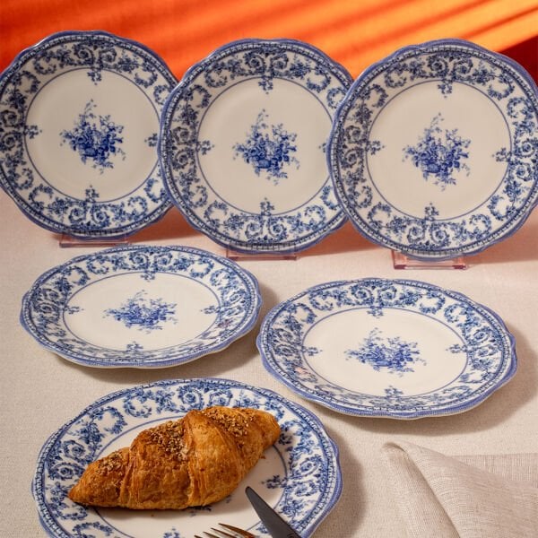Fecra Majestic Blue 6 Parça Pasta Tabağı Seti