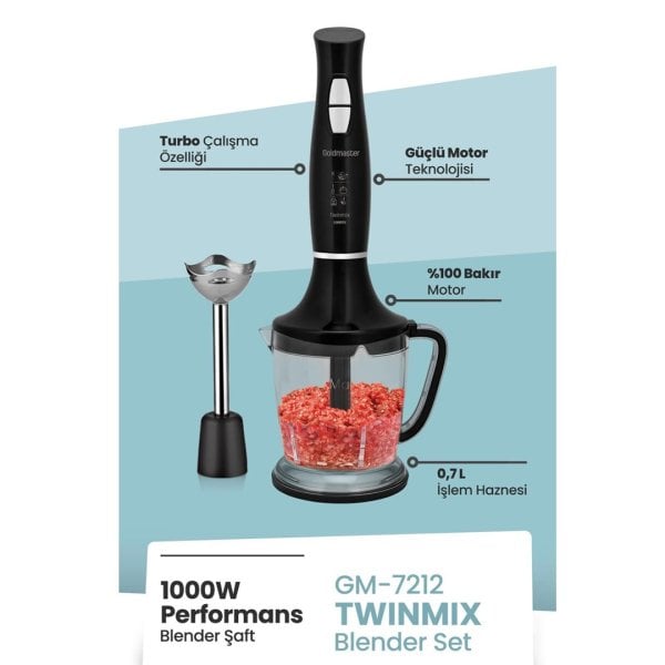 Goldmaster GM-7212B Twinmix Siyah Blender Set