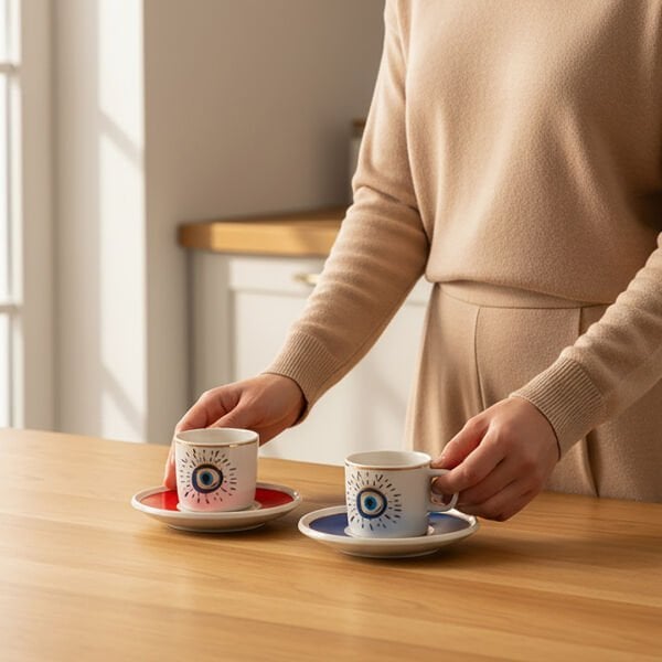 Güral Porselen Mental 4 Parça Çay Fincan Takımı 6705