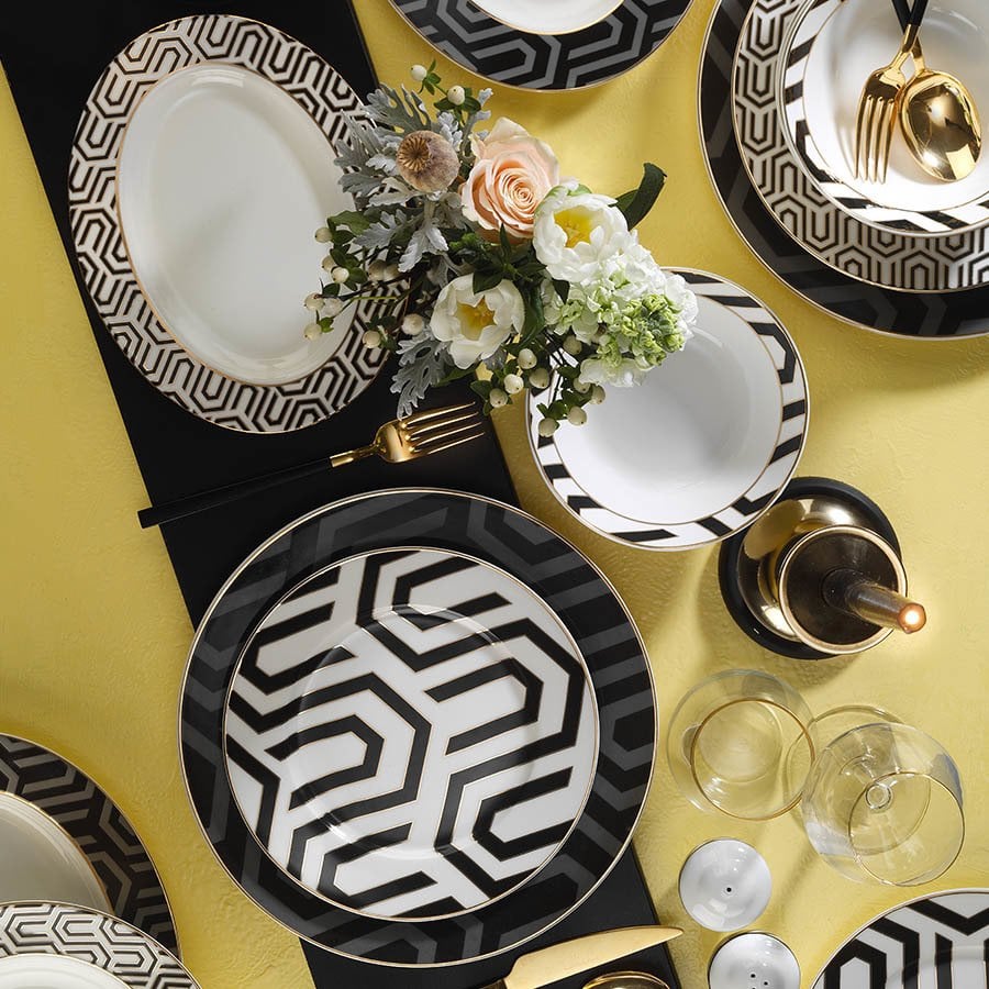 Kütahya Porselen İnci Bone Kalipso 53 Parça Altın Dekorlu Yemek Takımı 11771