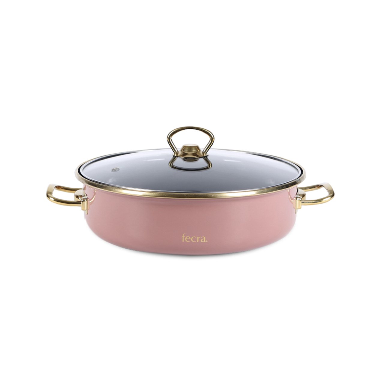 Fecra 26 cm Emaye Düz Karnıyarık - Pilav Tenceresi Rose Gold