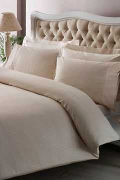 Taç Premium Basic King Size Pamuk Saten Nevresim Takımı Krem