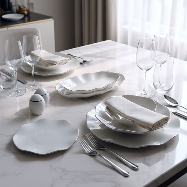 Güral Porselen Nesrin 52 Parça Gümüş Fileli Yemek Takımı