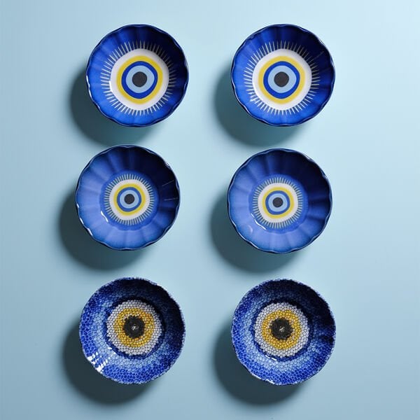 Fecra Acem 6'lı Nazarı Çay Tabağı Seti Karma