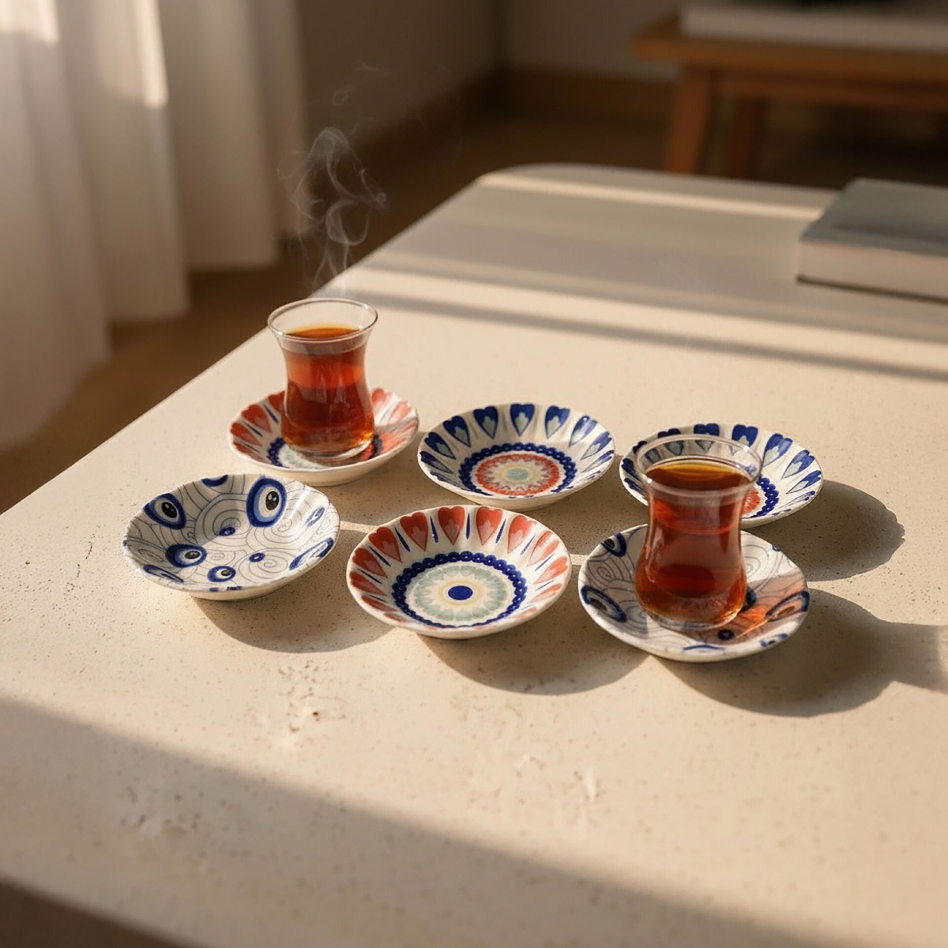 Güral Porselen Acem 6'lı Çay Tabağı Seti Mix 3232