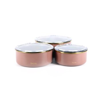 Fecra Emaye 3'lü Saklama Kabı Seti Rose Gold