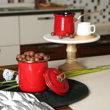 Fecra Emaye Kavanoz Kırmızı